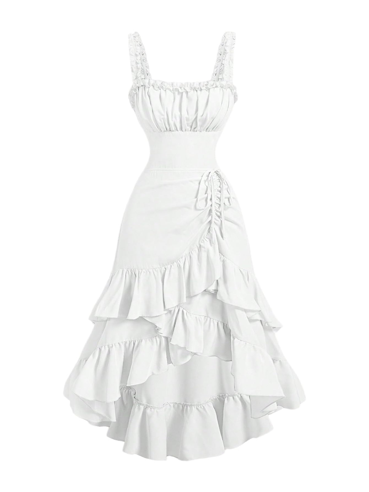 SOLY HUX Women's Layered Ruffle Hem Ruched Asymmetrical Long Dress