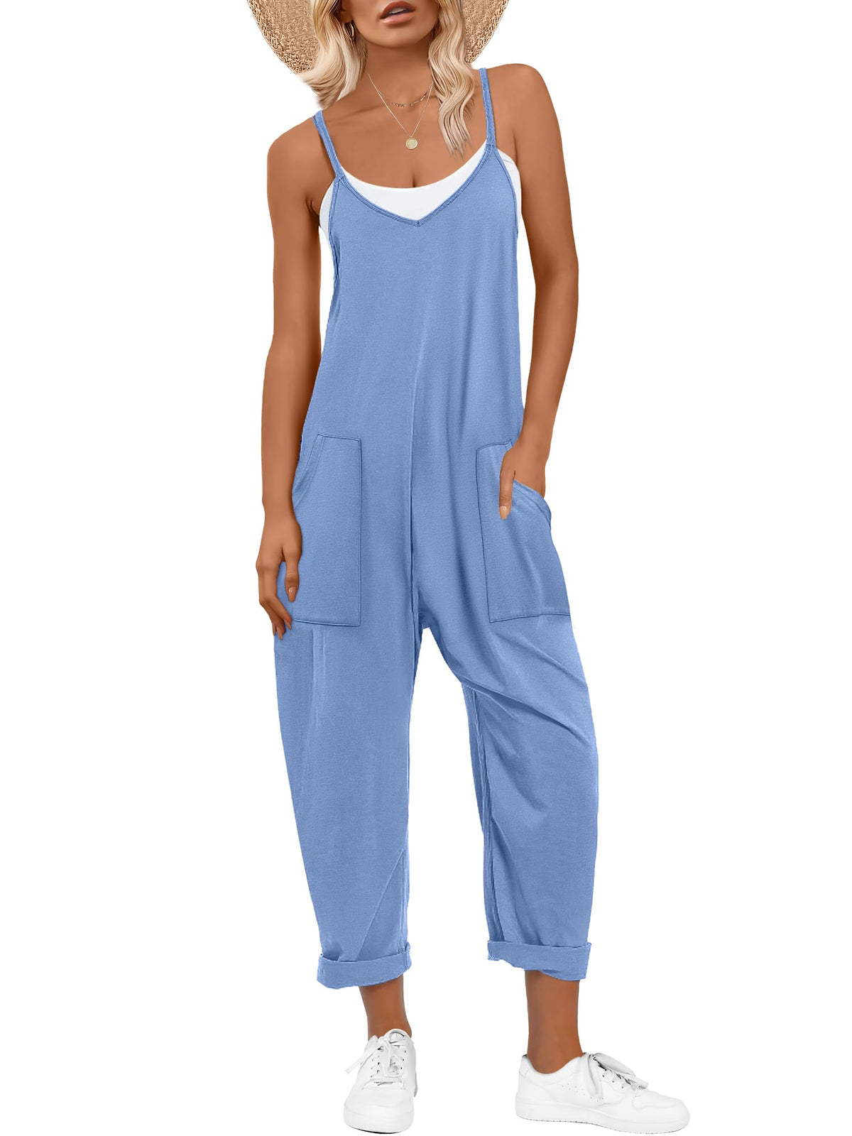 ANRABESS Jumpsuits for Women Summer Casual Sleeveless Overalls