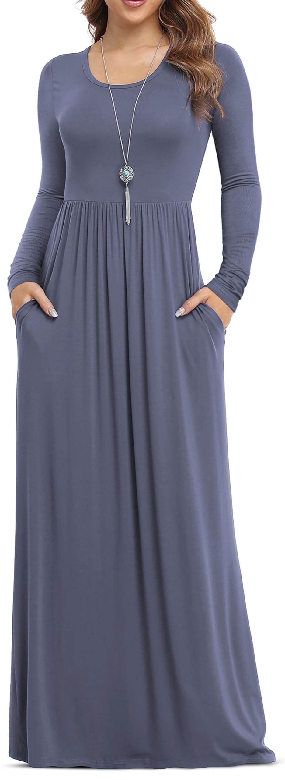 VIISHOW Women's Short Sleeve Loose Plain Maxi Dresses Casual Long Dresses with Pockets