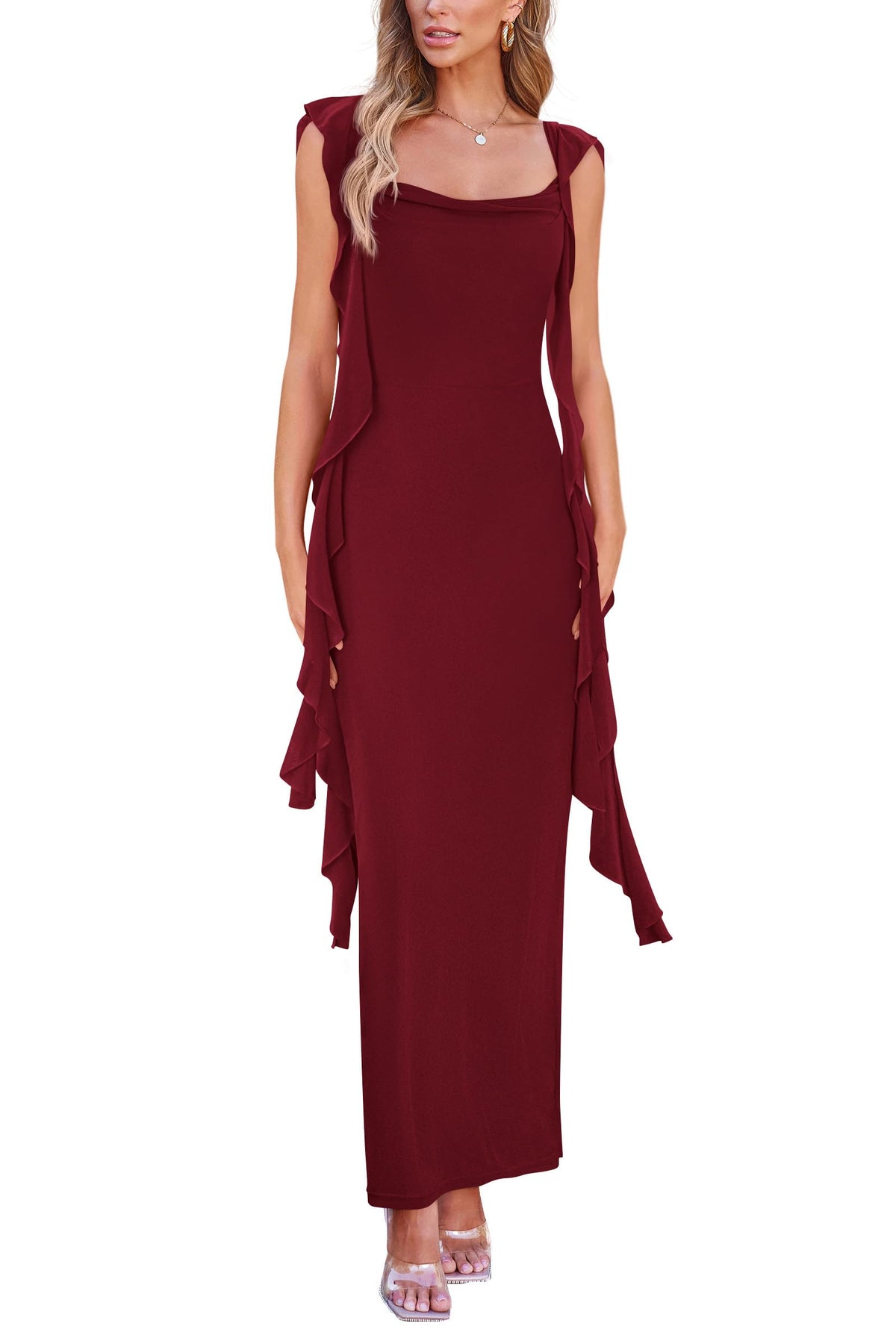 PRETTYGARDEN Summer Dresses for Women Ruffle Bodycon Maxi Dress
