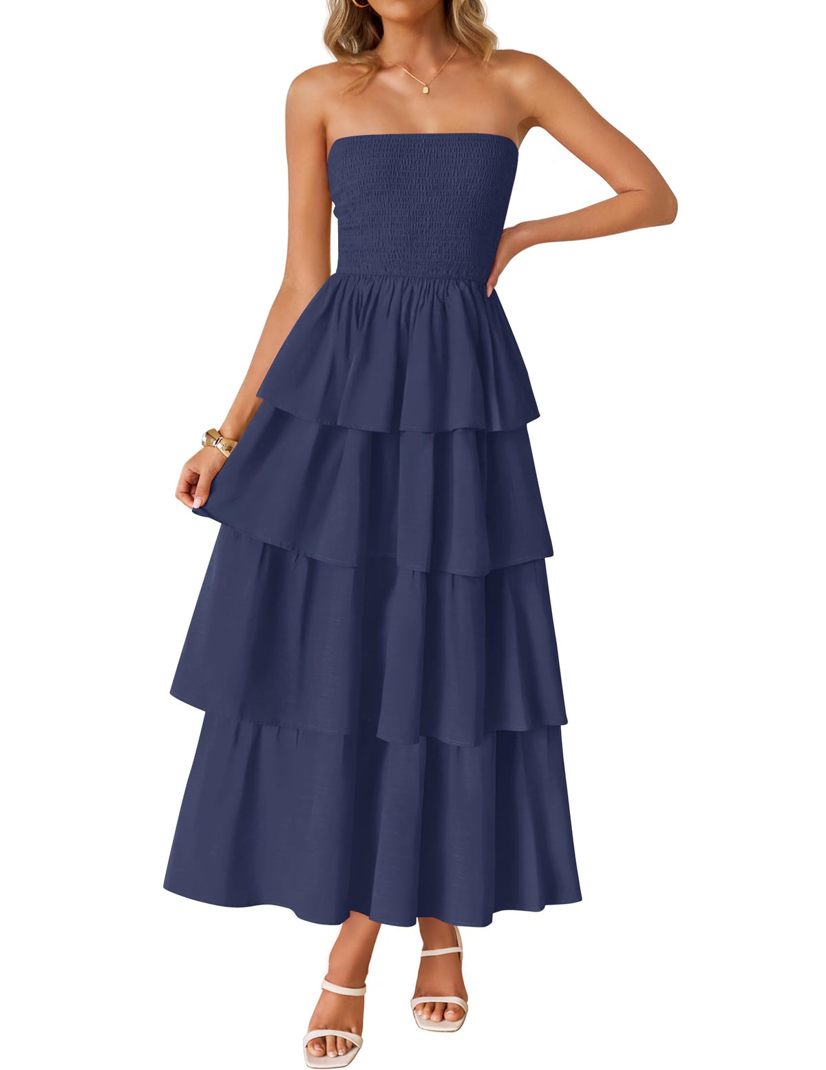 ZESICA Womens 2026 Summer Boho Strapless Maxi Dresses