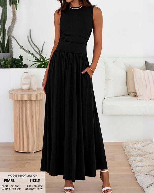 BTFBM Summer Maxi Dresses for Women Sleeveless Casual Dress