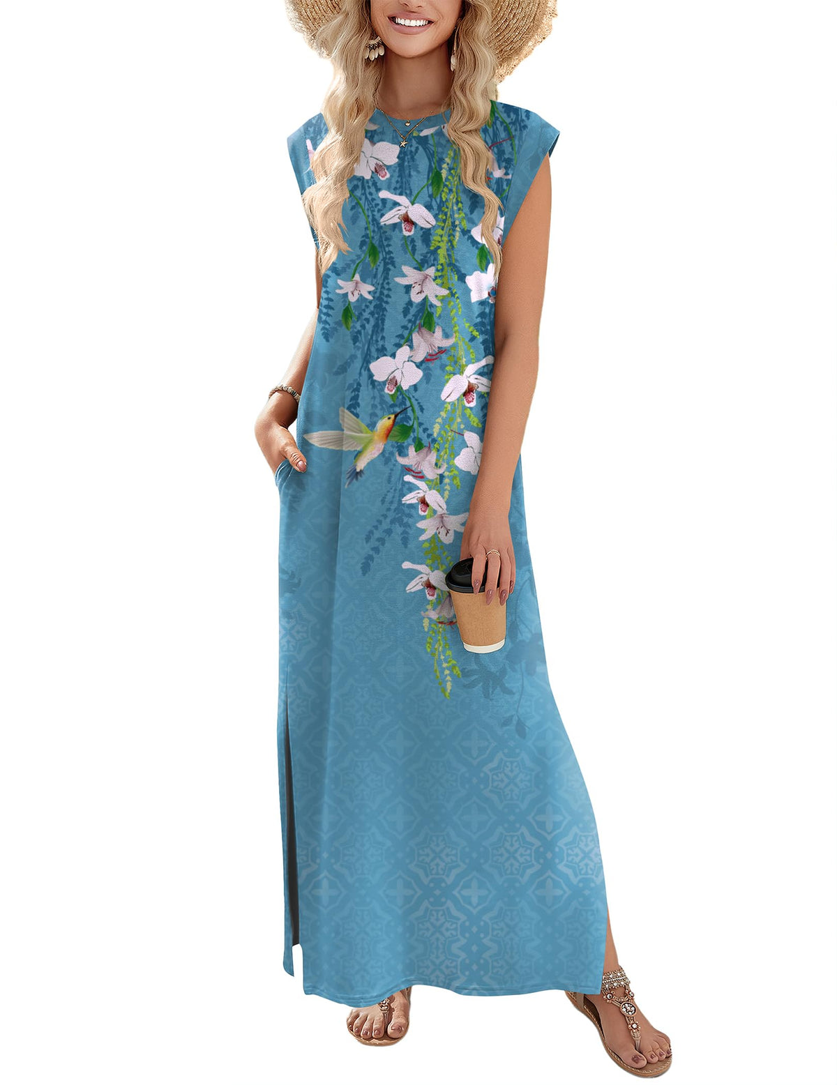 Zeagoo Summer Dresses for Women 2026 Long Maxi Sundresses Loose Split Wrinkle-Free Beach Travel Vacation Clothes