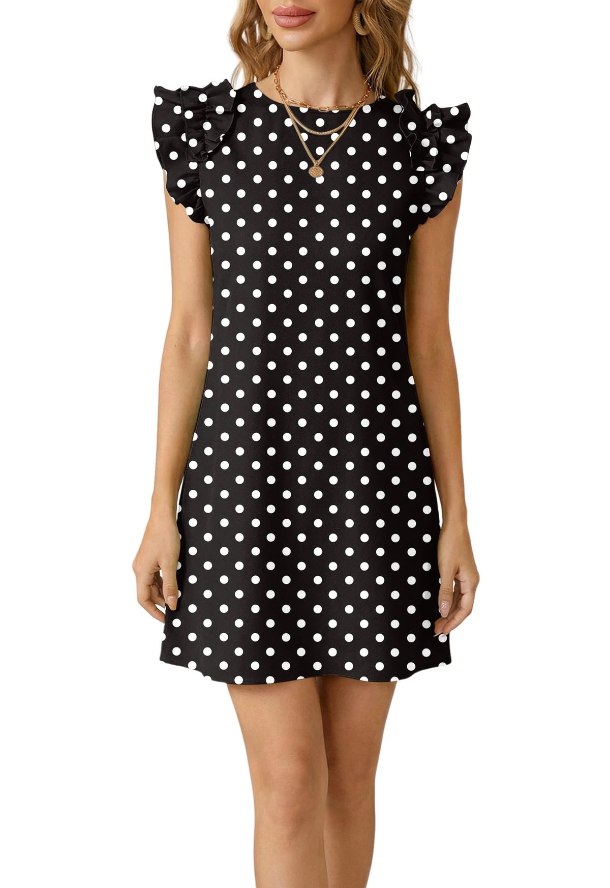 Spriolim 2026 Mini Dresses for Women Ruffle Sleeve Crewneck Summer Dresses