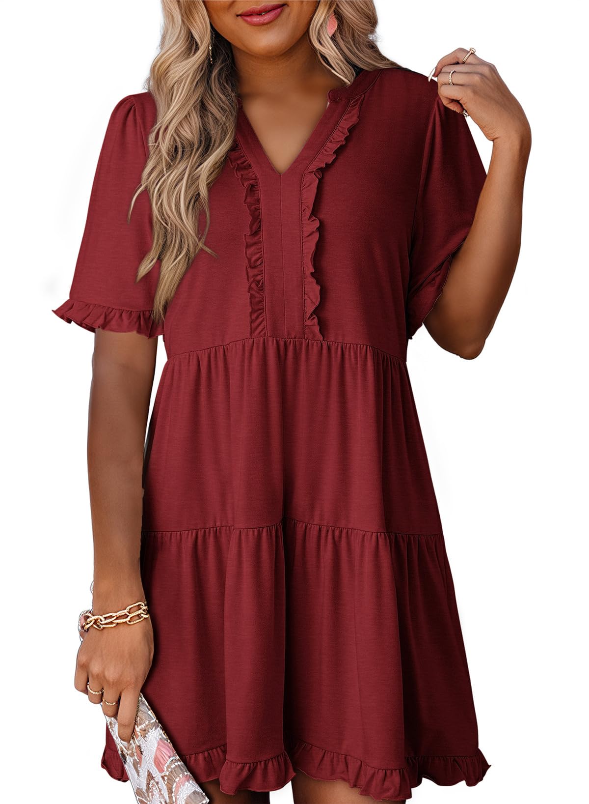 Dokotoo Womens A Line Babydoll Casual Summer Dresses with Pockets