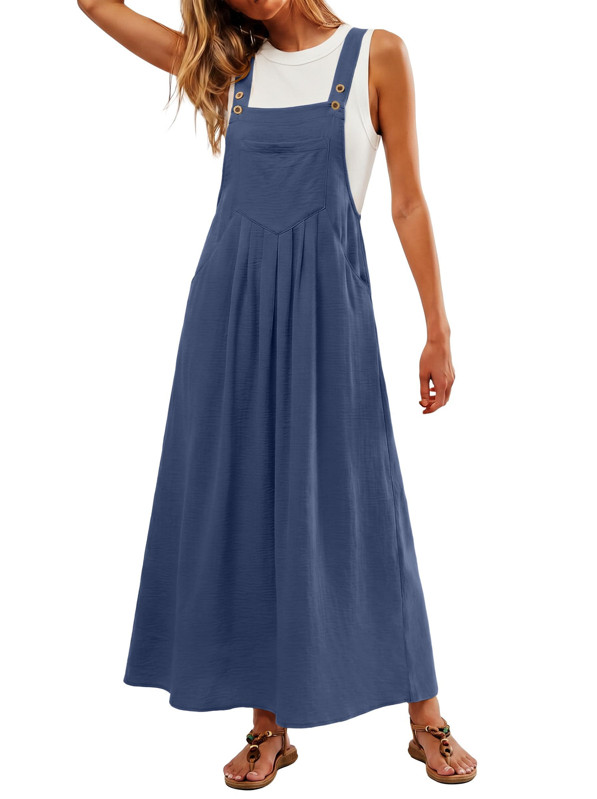 Lepunuo Summer Dresses Women Bib Overall Dresses Adjustable Beach