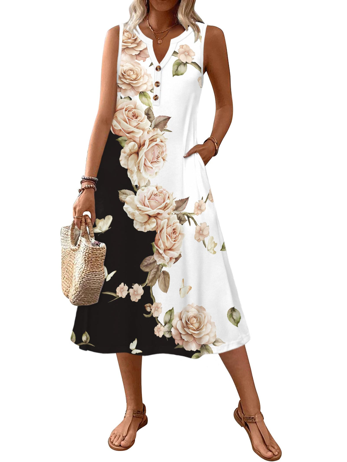 Zeagoo Summer Dress for Women 2026 Sleeveless Tank Midi Dress Vacation Beach Sundress Aline Boho Clothing