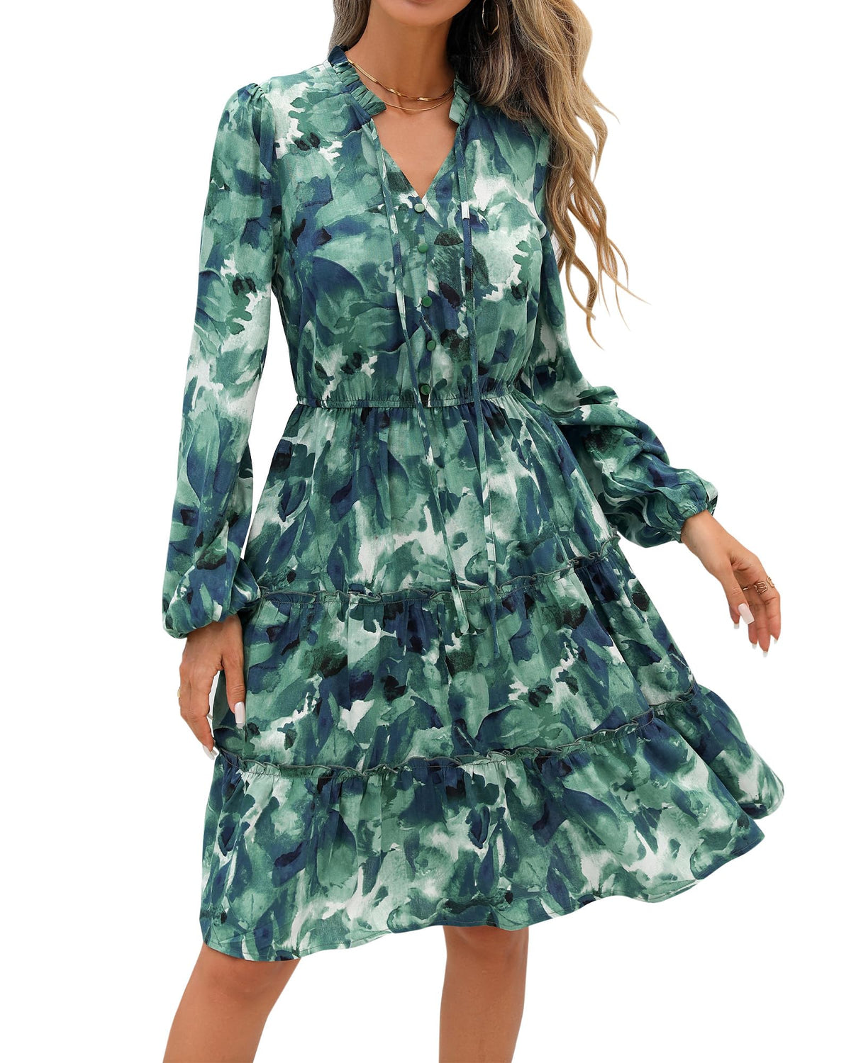 BTFBM Women Fall Dresses 2026 Floral Long Sleeve Mini Boho Dress
