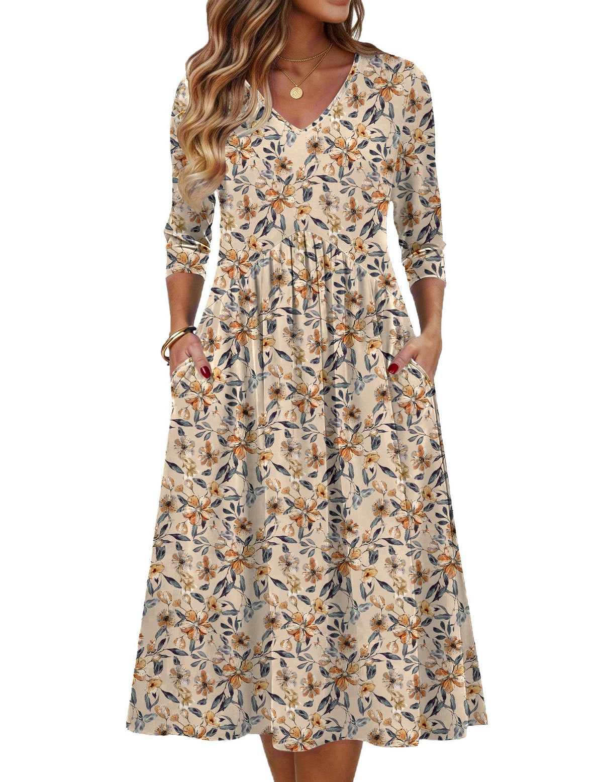 Zeagoo Summer Dresses for Women 2026 3/4 Sleeve Casual Midi Tshirt Dresses