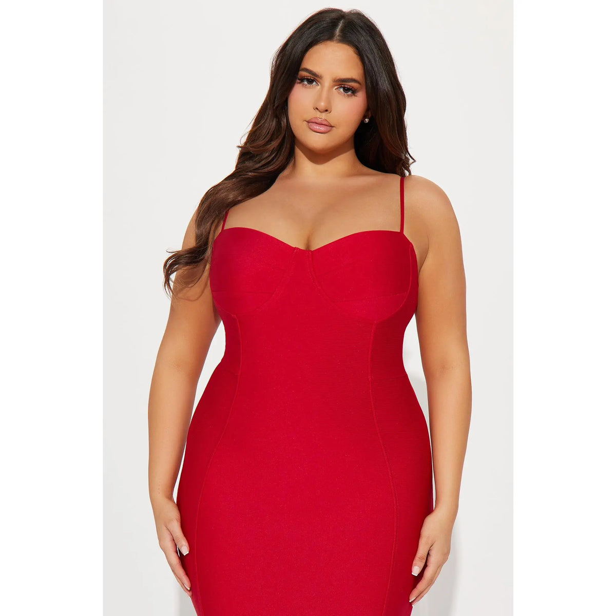 Becky Bandage Midi Dress - Red