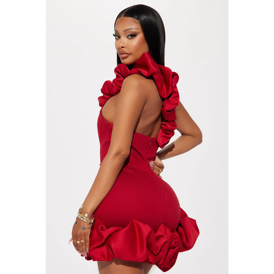 Wilma Ruffle Mini Dress - Red