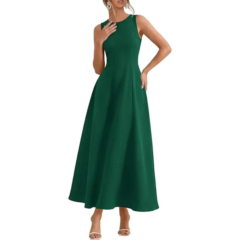 PrettyGarden Women's Maxi Dress Summer Wedding Guest Spring A Line Long Tank Flowy Modest Sleeveless Cocktail Dresses-[Valentine's Gift]