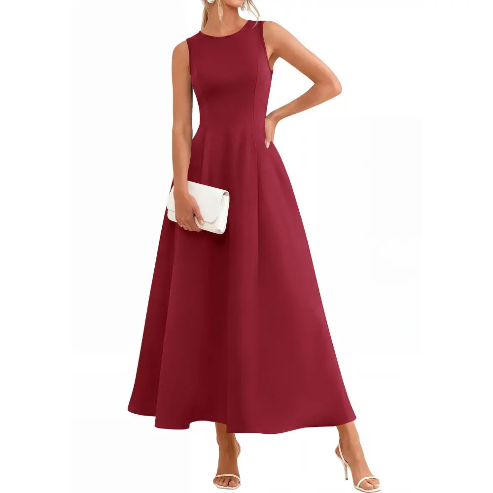 PrettyGarden Women's Maxi Dress Summer Wedding Guest Spring A Line Long Tank Flowy Modest Sleeveless Cocktail Dresses-[Valentine's Gift]