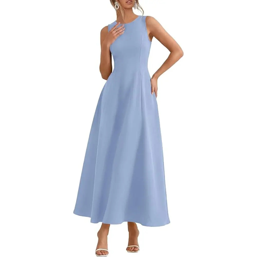 PrettyGarden Women's Maxi Dress Summer Wedding Guest Spring A Line Long Tank Flowy Modest Sleeveless Cocktail Dresses-[Valentine's Gift]
