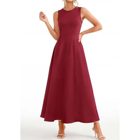 PrettyGarden Women's Maxi Dress Summer Wedding Guest Spring A Line Long Tank Flowy Modest Sleeveless Cocktail Dresses-[Valentine's Gift]
