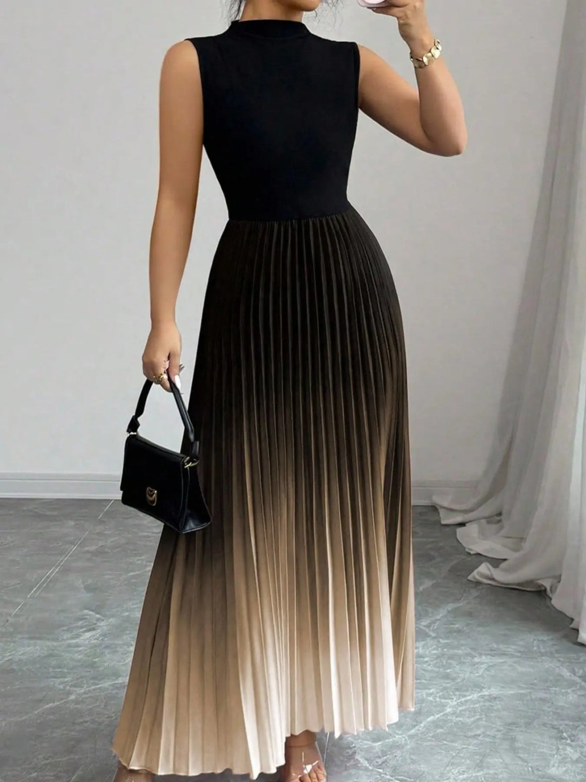 Women's Ombre Gradient Print Tank Dress, Elegant Chic Sleeveless Dress for Party Evening Formal Wear Occasions, Ladies' Clothes for All Seasons, Evening Dresses