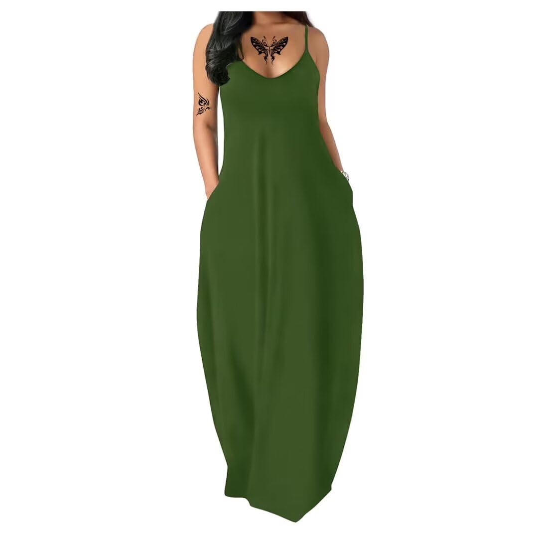 Women's Summer Maxi Long Dress Casual Boho Sleeveless Strap