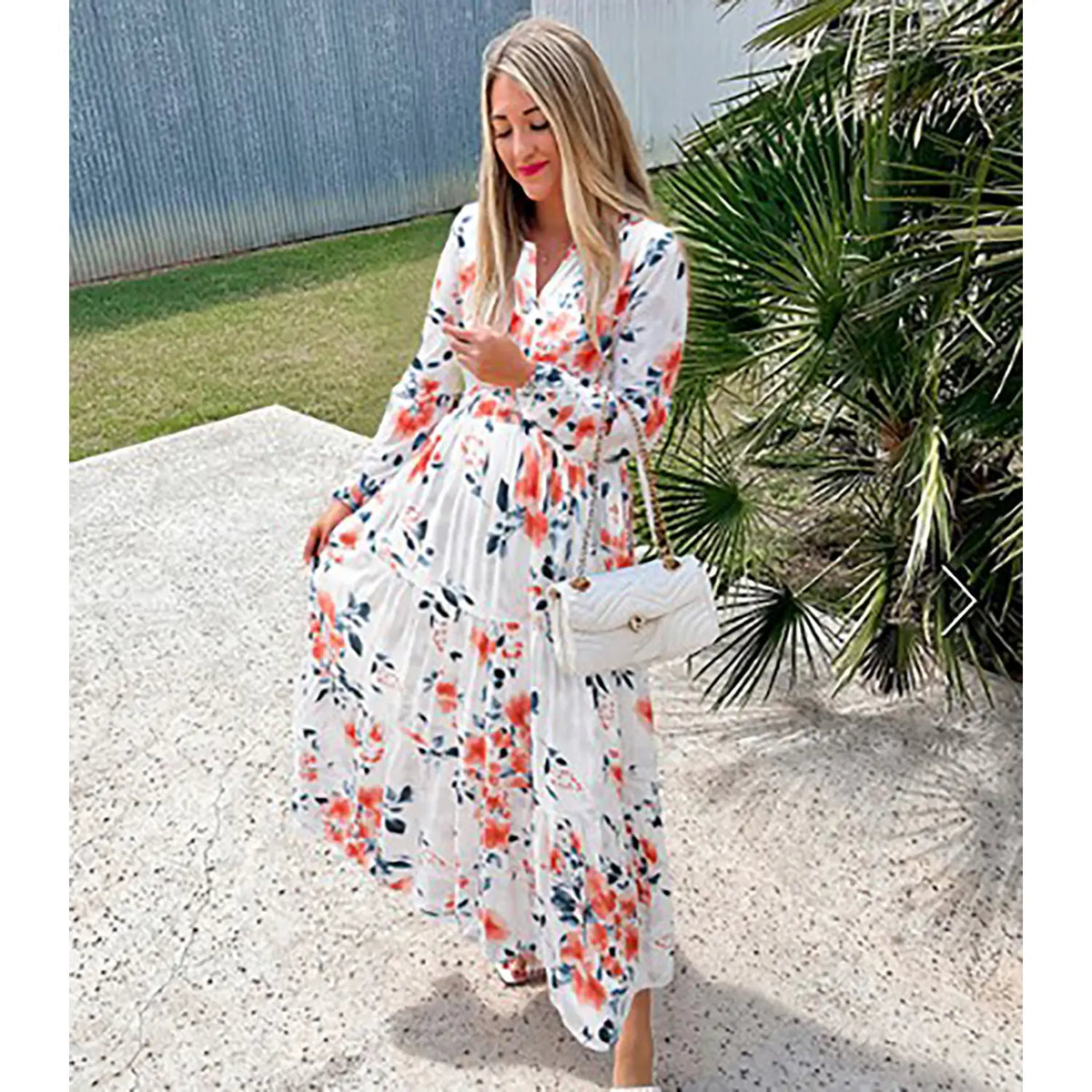 ZESICA Women's 2025 Fall Long Sleeve Maxi Dress Floral Print V Neck Empire Waist A Line Tiered Flowy Boho Party Dresses