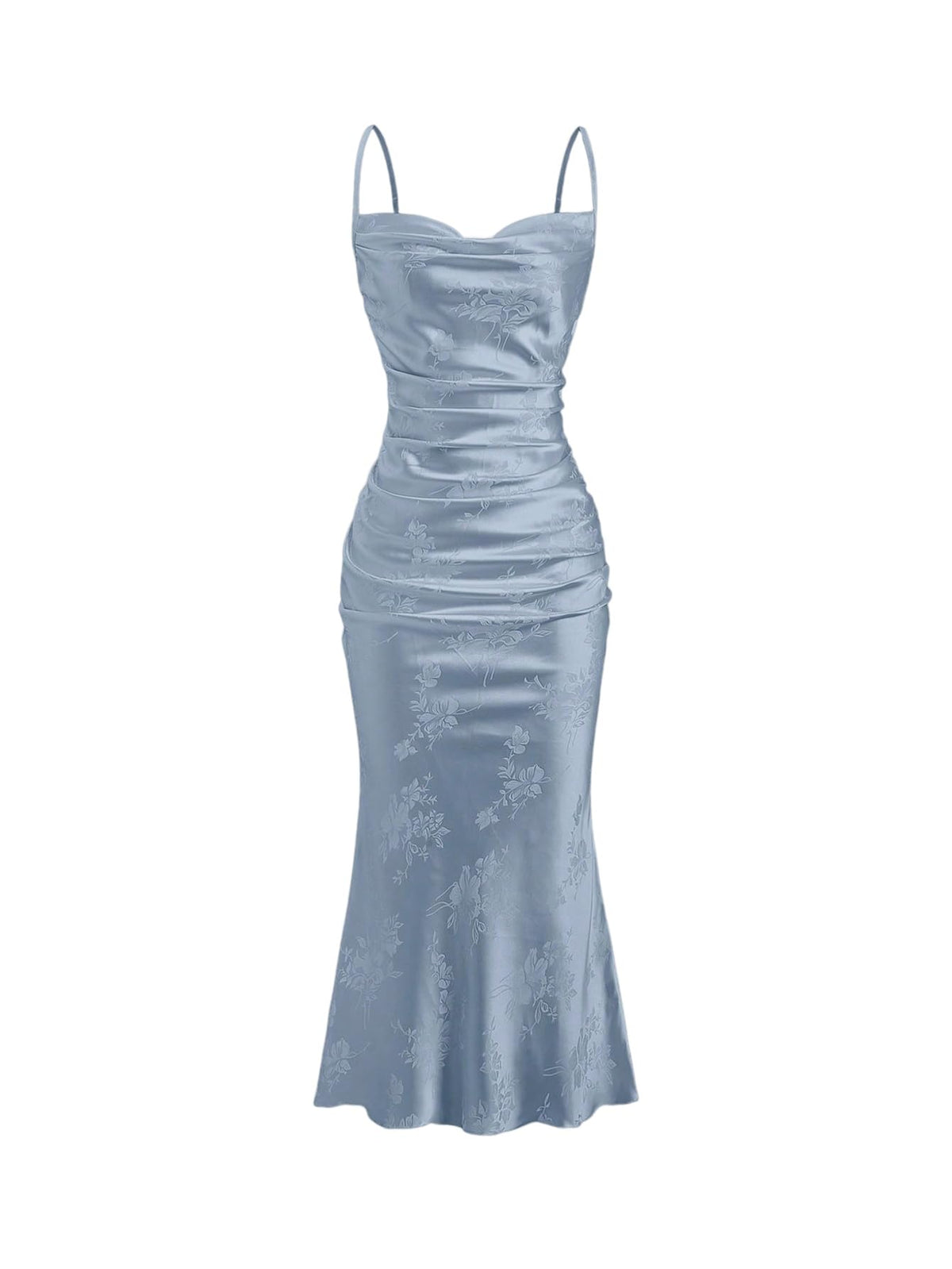 Floerns Women's Spaghetti Strap Cowl Neck Long Slip Satin Silk Midi Dress