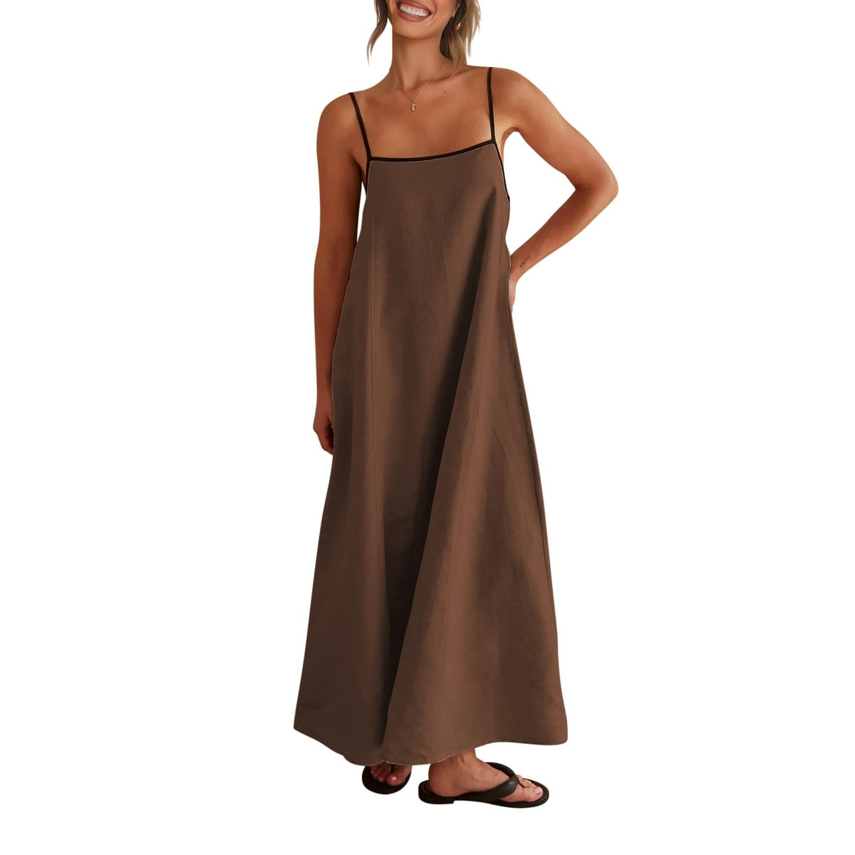 Shy Velvet Women's Linen Maxi Dress Spaghetti Strap Casual Boho Dress