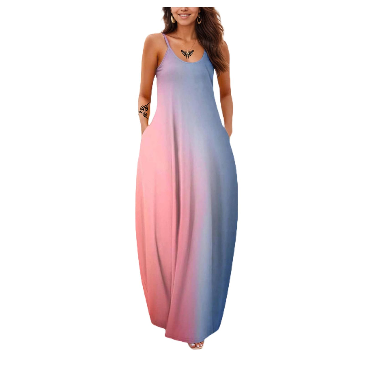 Women's Summer Maxi Long Dress Casual Boho Sleeveless Strap