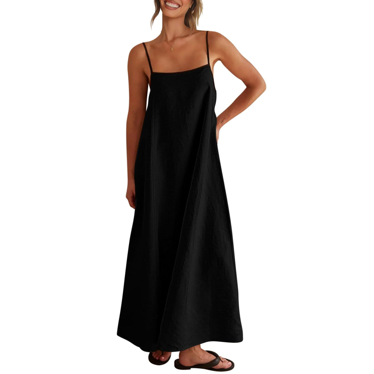 Shy Velvet Women's Linen Maxi Dress Spaghetti Strap Casual Boho Dress