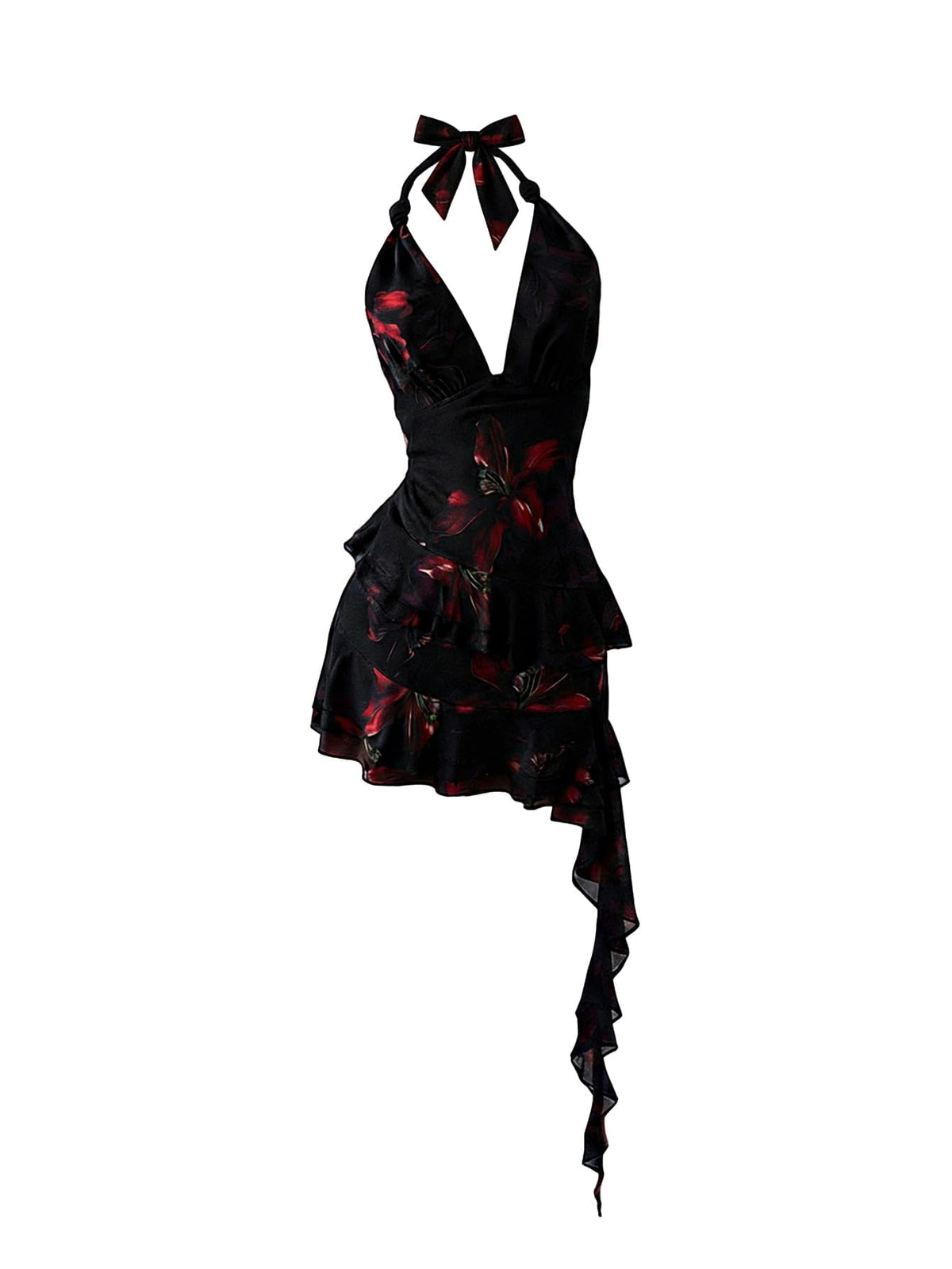 Verdusa Women's Halter Y2k Mini Dress Asymmetrical Wedding Guest Dress