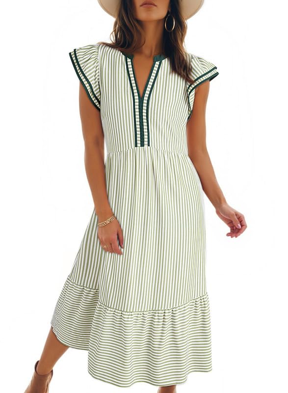 Dokotoo Womens Dresses 2026 V-Neck Cap Sleeve Empire Waist Dress