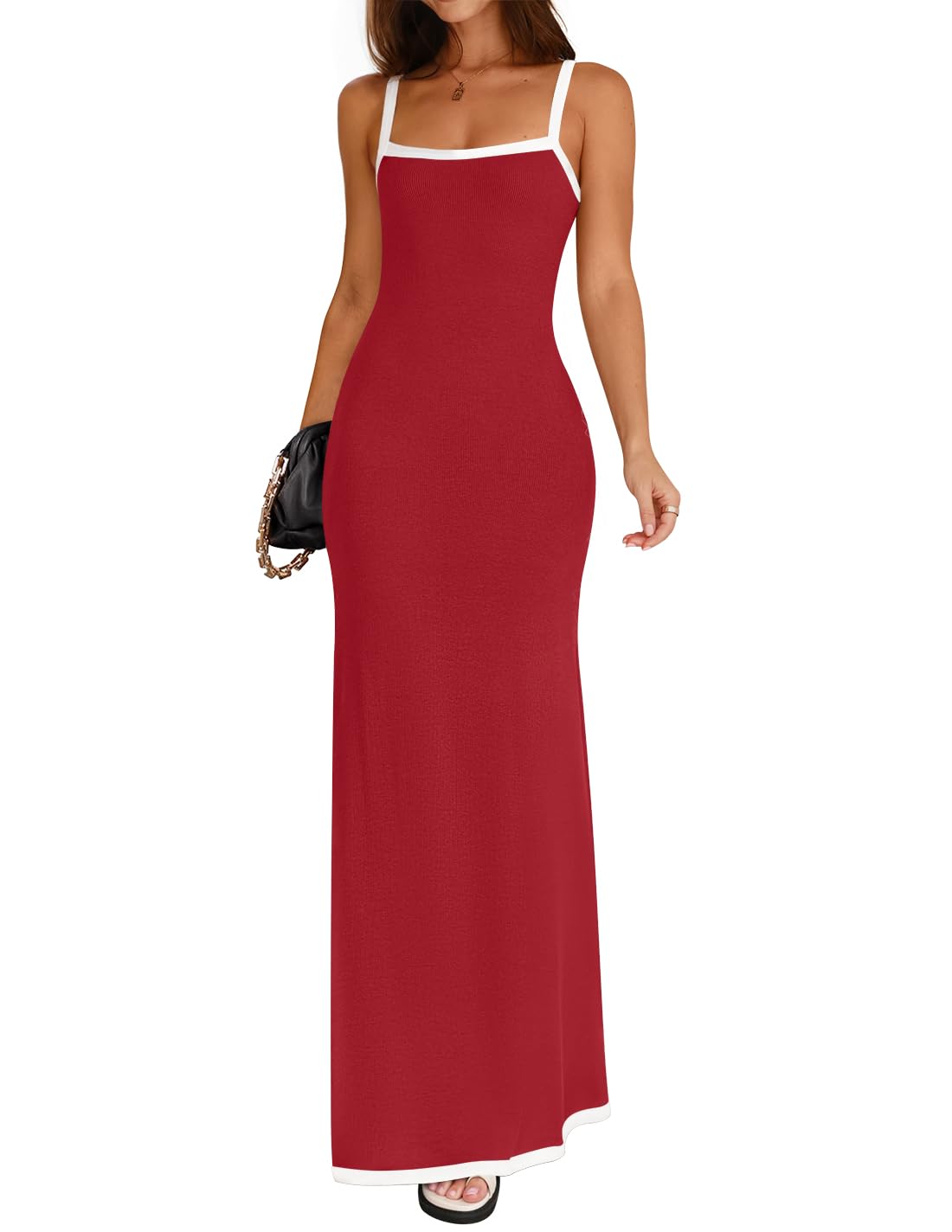 ZESICA Women's 2026 Summer Spaghetti Straps Square Neck Beach Maxi Dress