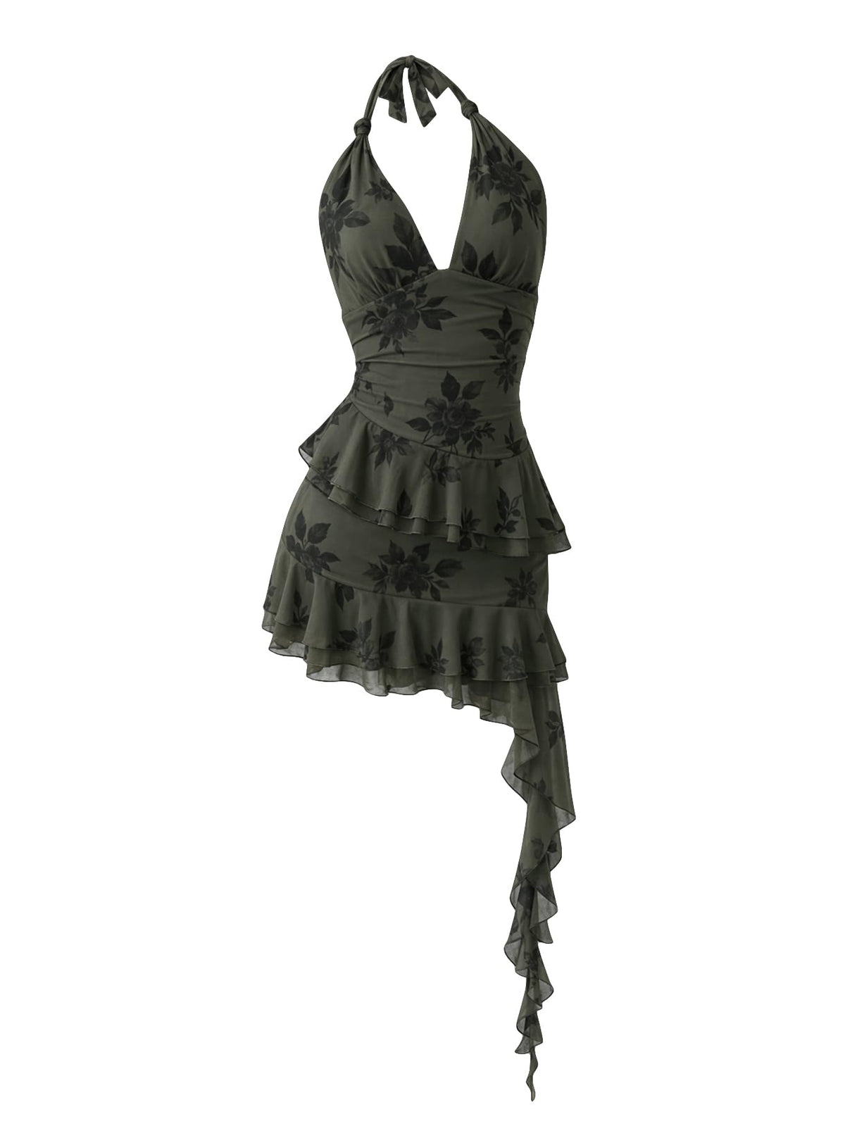 Verdusa Women's Halter Y2k Mini Dress Asymmetrical Wedding Guest Dress