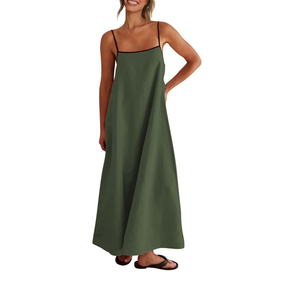 Shy Velvet Women's Linen Maxi Dress Spaghetti Strap Casual Boho Dress