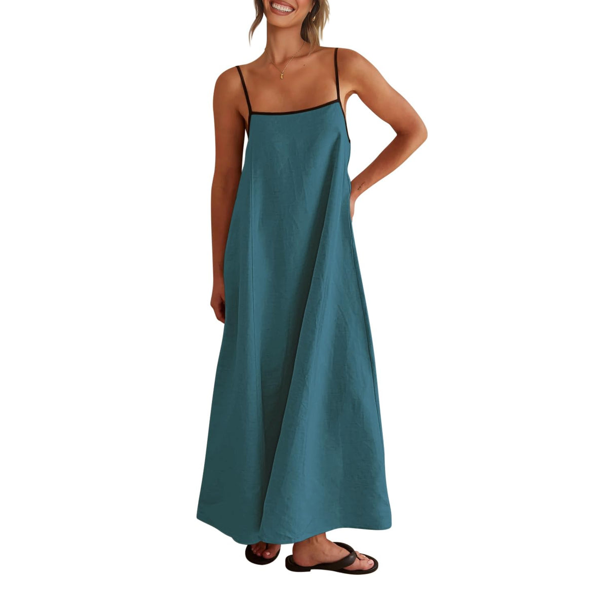 Shy Velvet Women's Linen Maxi Dress Spaghetti Strap Casual Boho Dress