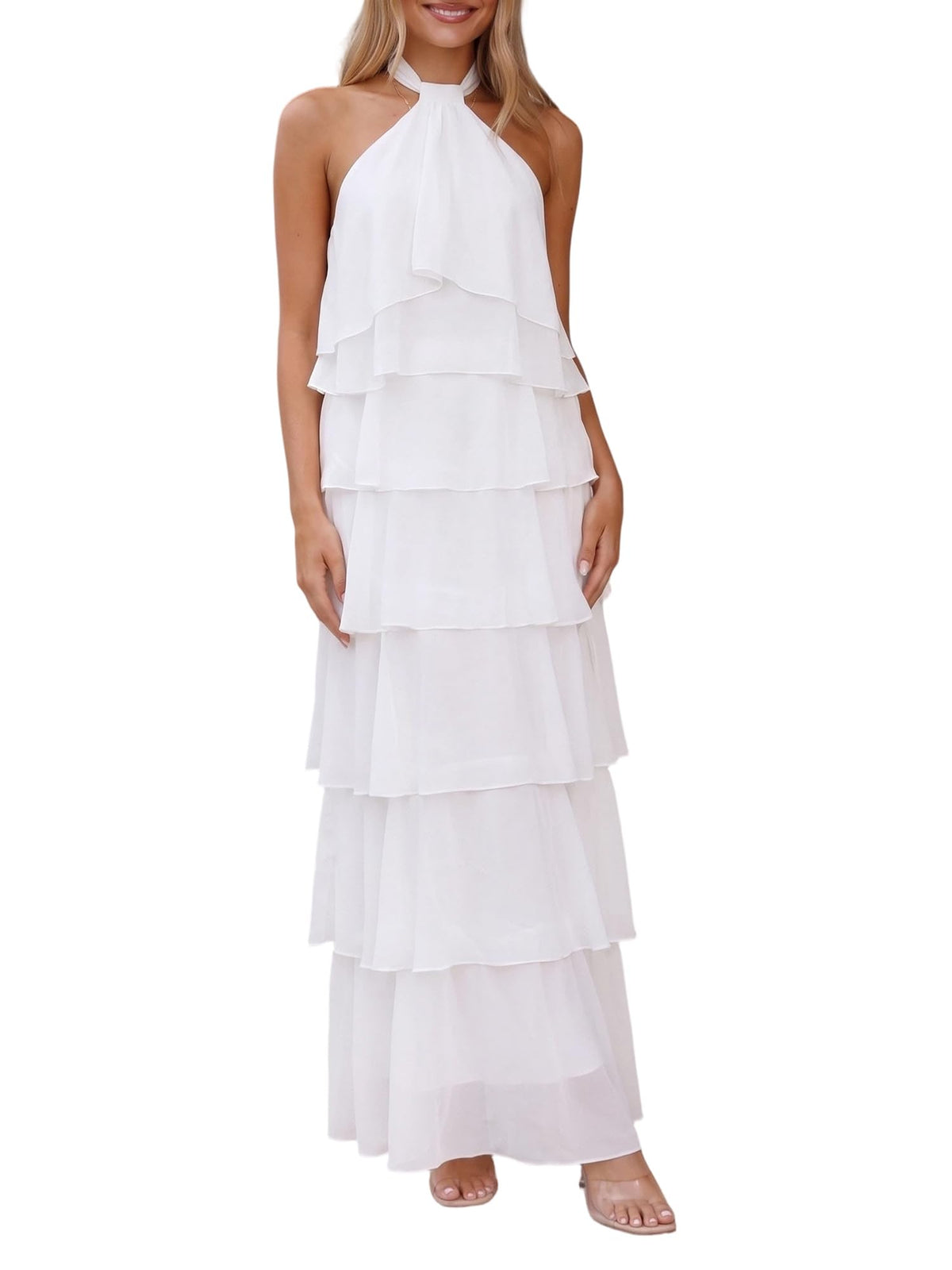 HOCILLE Women's Summer Boho Wedding Guest Long Formal Flowy Dresses