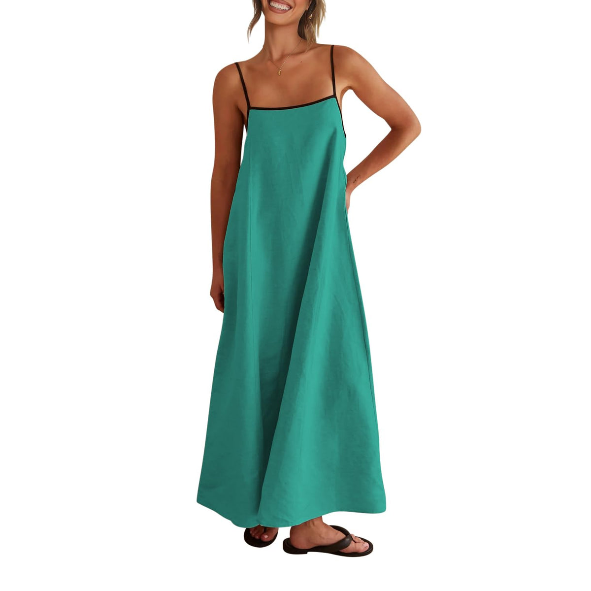 Shy Velvet Women's Linen Maxi Dress Spaghetti Strap Casual Boho Dress