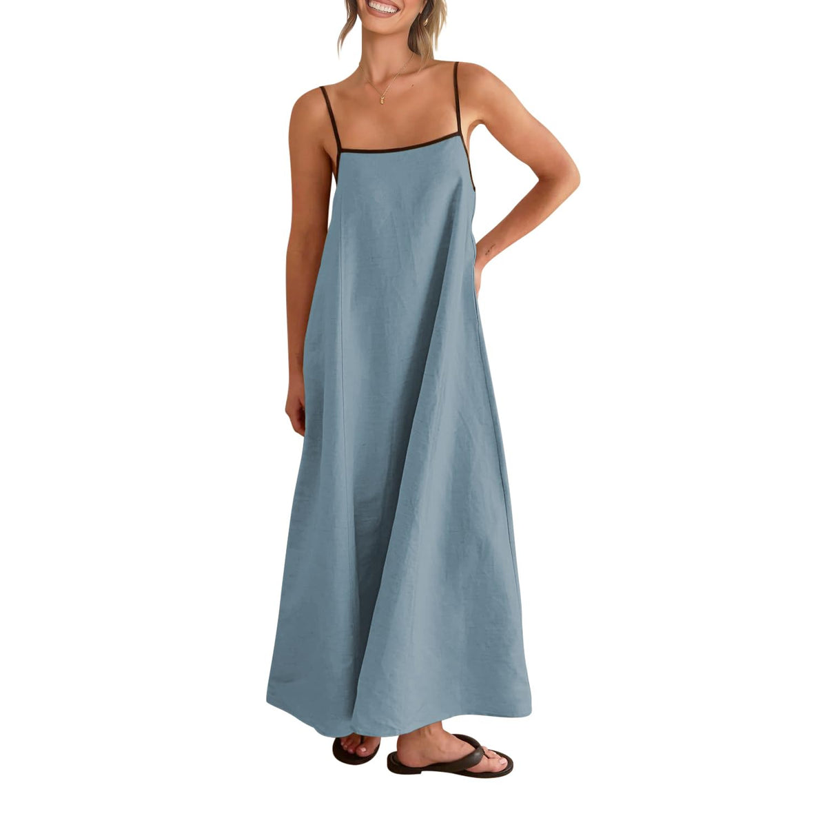 Shy Velvet Women's Linen Maxi Dress Spaghetti Strap Casual Boho Dress