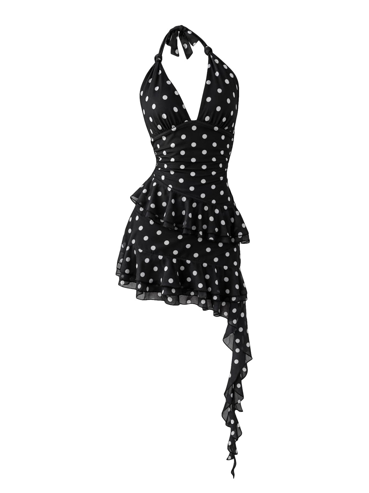 Verdusa Women's Halter Y2k Mini Dress Asymmetrical Wedding Guest Dress