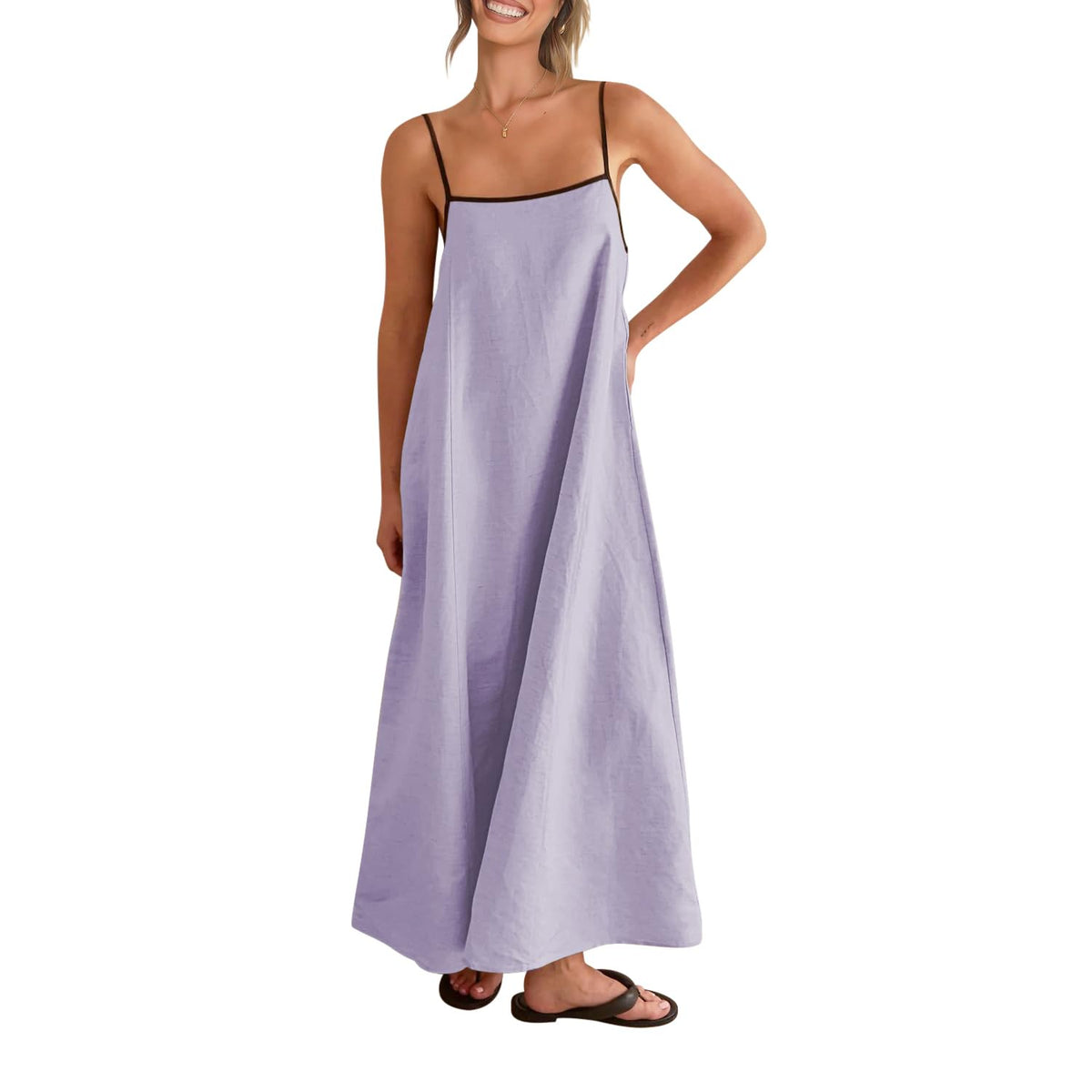 Shy Velvet Women's Linen Maxi Dress Spaghetti Strap Casual Boho Dress