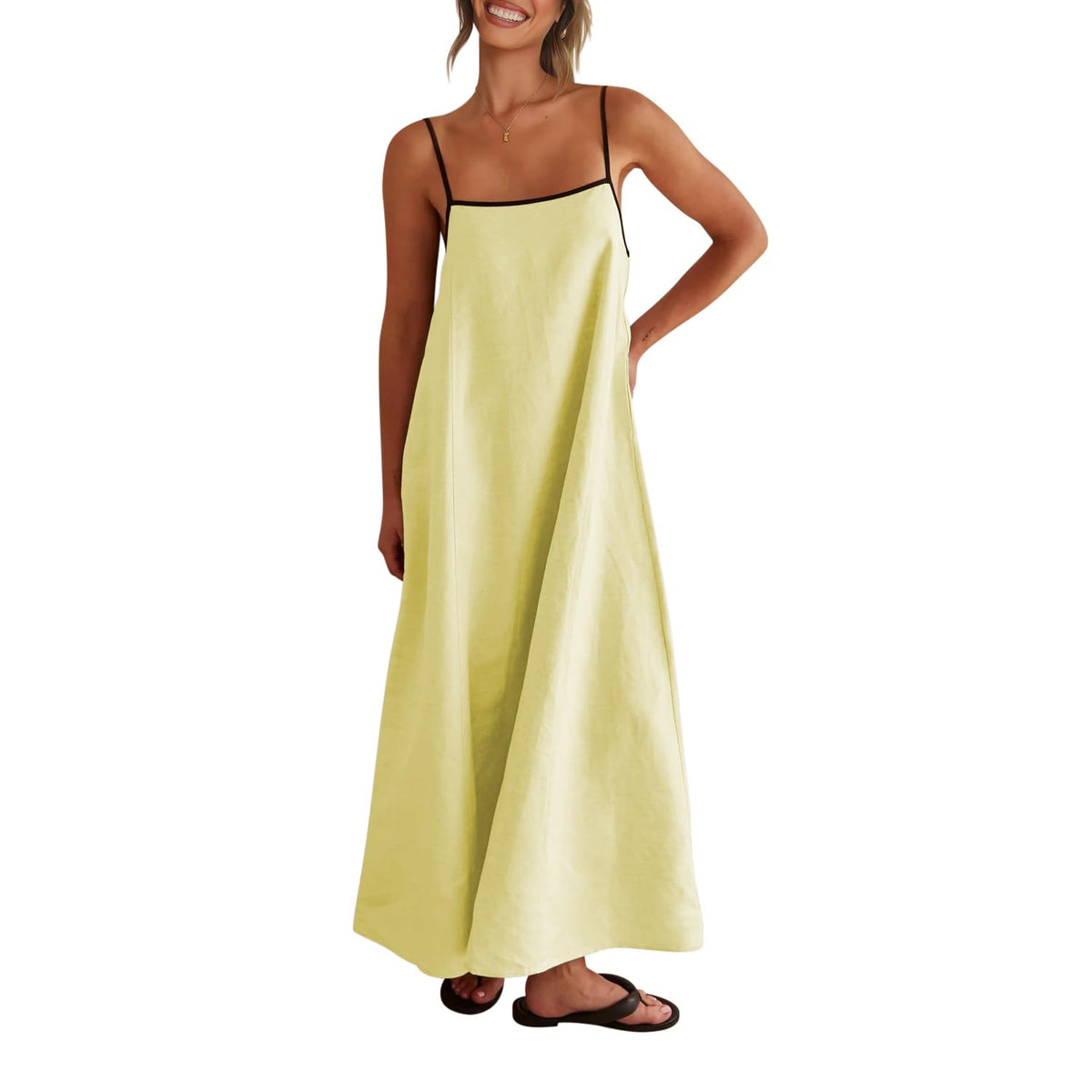 Shy Velvet Women's Linen Maxi Dress Spaghetti Strap Casual Boho Dress