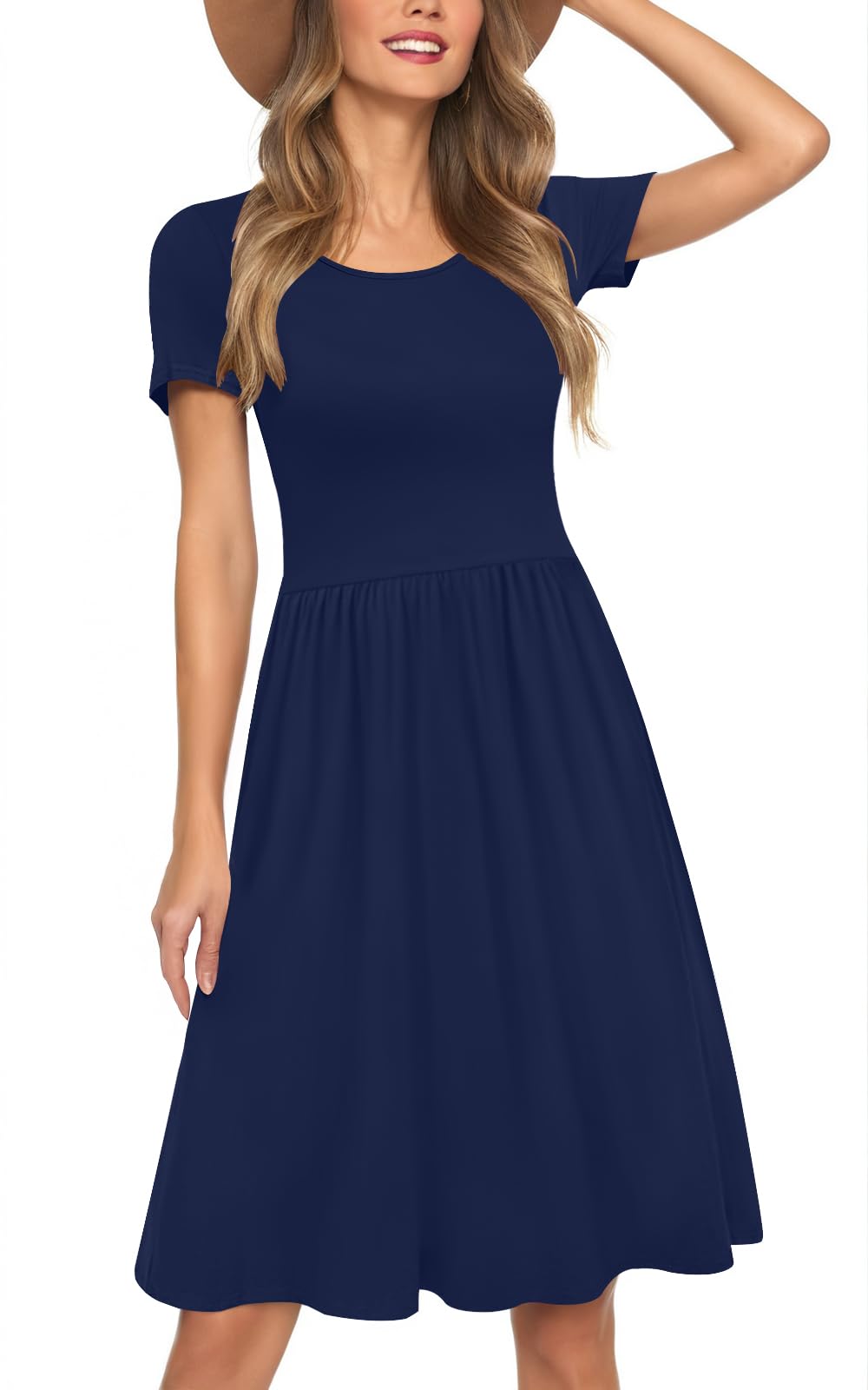 Womens Short Sleeve Empire Waist Dresses Casual Summer Dress
