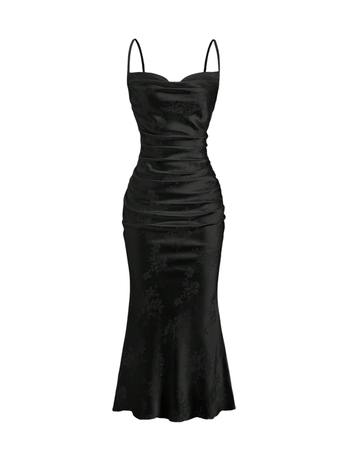 Floerns Women's Spaghetti Strap Cowl Neck Long Slip Satin Silk Midi Dress