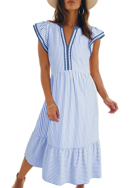 Dokotoo Womens Dresses 2026 V-Neck Cap Sleeve Empire Waist Dress