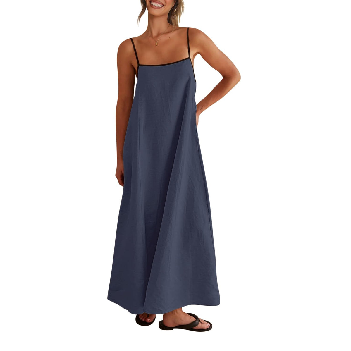 Shy Velvet Women's Linen Maxi Dress Spaghetti Strap Casual Boho Dress