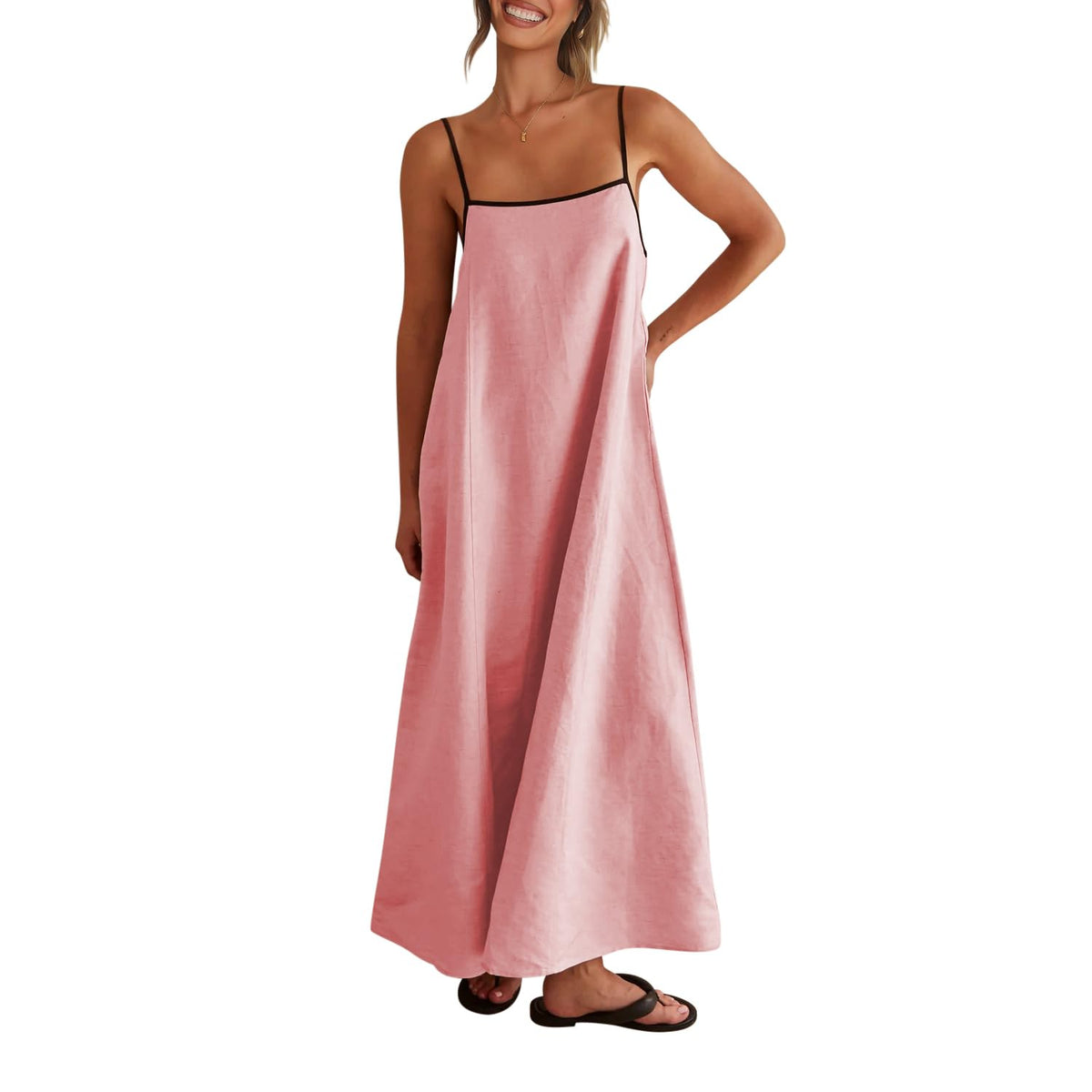 Shy Velvet Women's Linen Maxi Dress Spaghetti Strap Casual Boho Dress