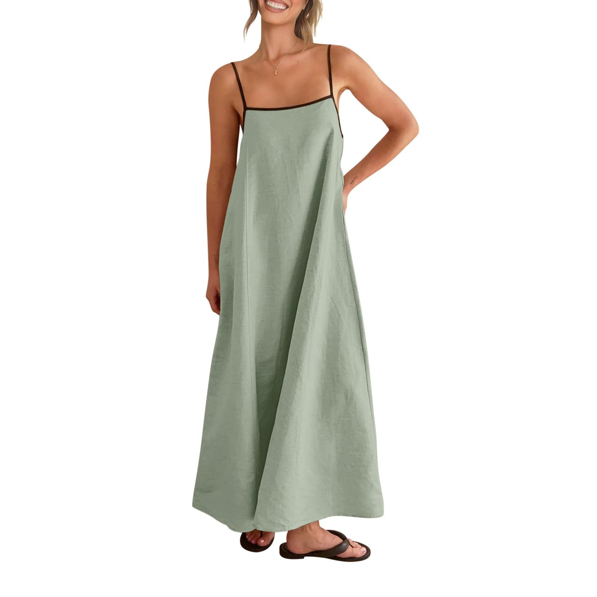 Shy Velvet Women's Linen Maxi Dress Spaghetti Strap Casual Boho Dress