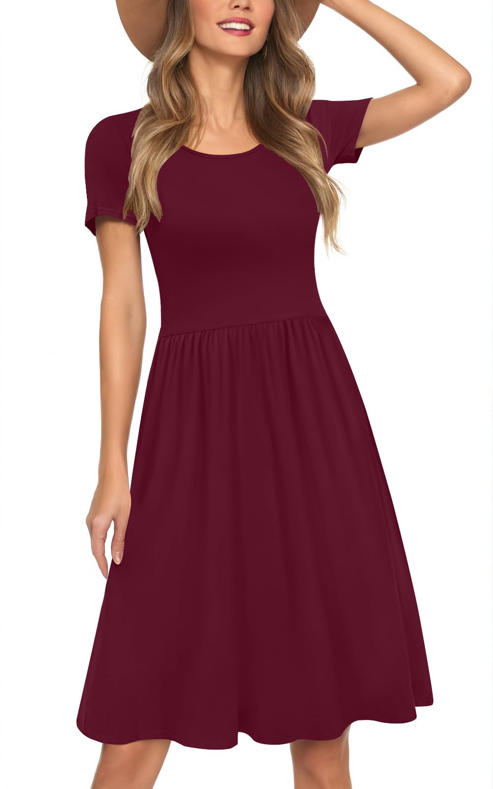 Womens Short Sleeve Empire Waist Dresses Casual Summer Dress