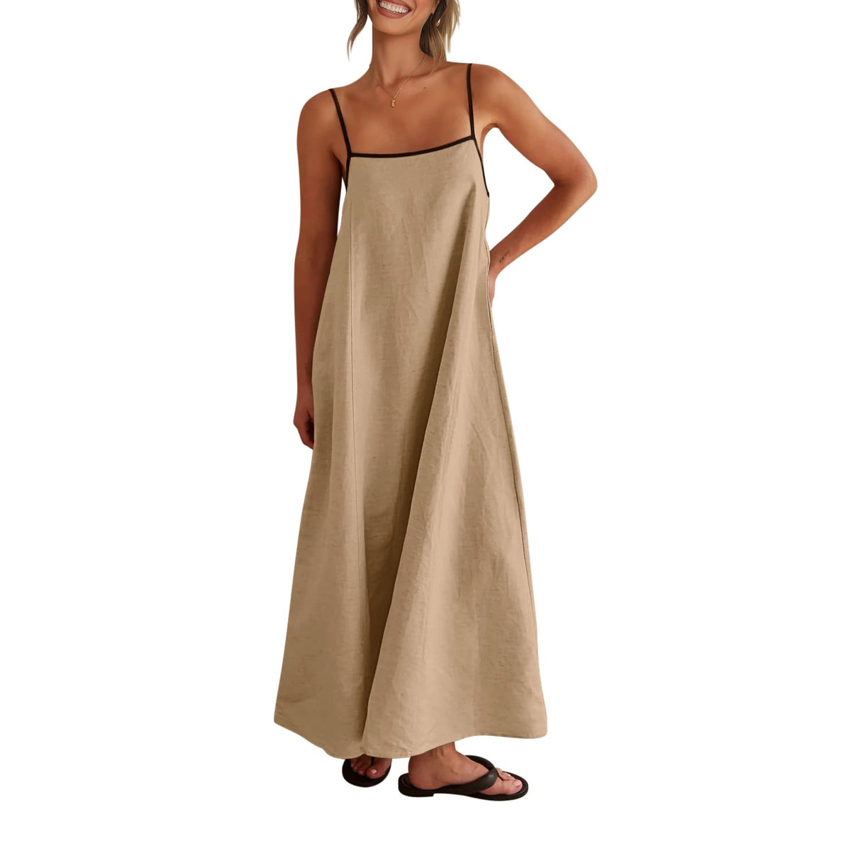 Shy Velvet Women's Linen Maxi Dress Spaghetti Strap Casual Boho Dress
