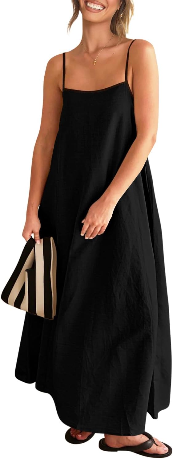 Shy Velvet Women's Linen Maxi Dress Spaghetti Strap Casual Boho Dress