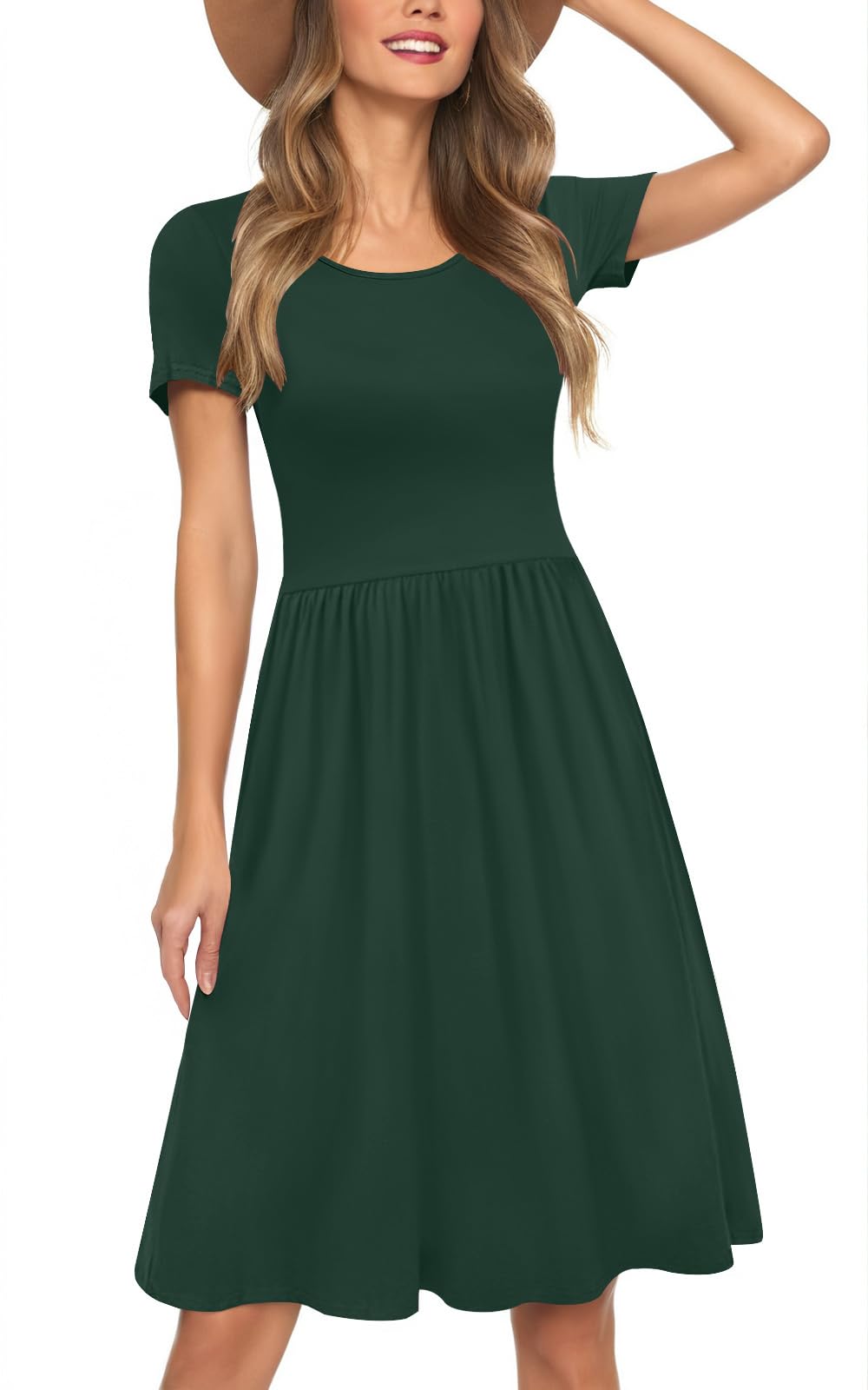Womens Short Sleeve Empire Waist Dresses Casual Summer Dress