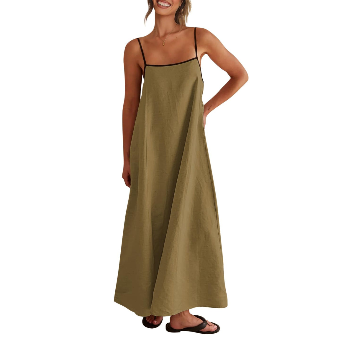 Shy Velvet Women's Linen Maxi Dress Spaghetti Strap Casual Boho Dress