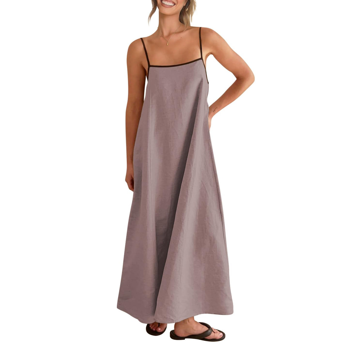 Shy Velvet Women's Linen Maxi Dress Spaghetti Strap Casual Boho Dress